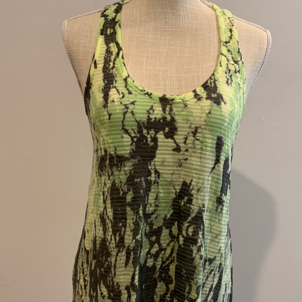ENTI GLAMOUR Size S Racing back loose top, Green with Grey and Lime Comfy Cool